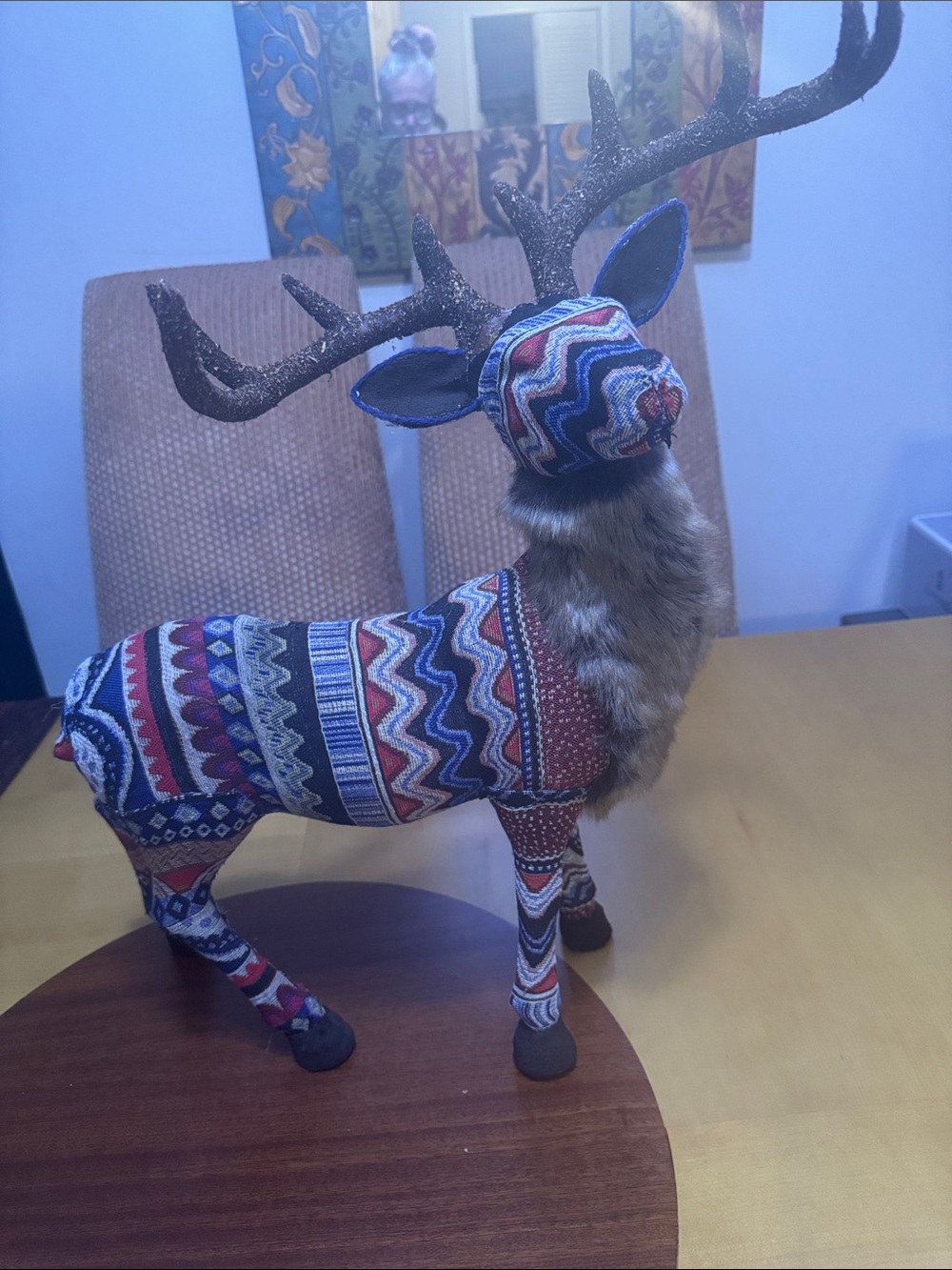 Decorative Patterned Fabric Elk Figurine - Multicolor